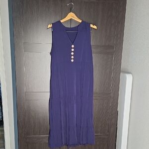 SHEIN Navy Sleeveless Crew Neck Midi Dress